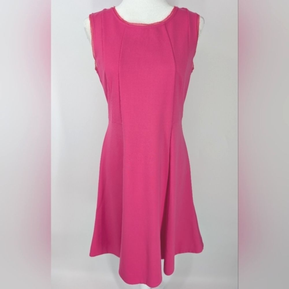 Talbots Barbie Pink Sleeveless Knee-Length Ponte Fit and Flare Crepe Dress 6 NWT